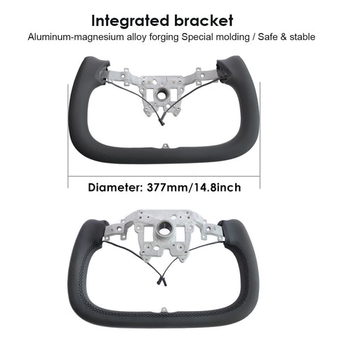 VJOYCAR 377mm Yoke Handle Model 3 Highland 2024 with Heating Yoke Steering Wheel with Stitching For Tesla Modification