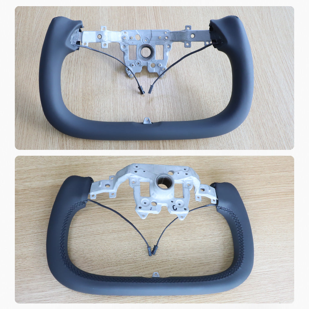 VJOYCAR 377mm Yoke Handle Model 3 Highland 2024 with Heating Yoke Steering Wheel with Stitching For Tesla Modification