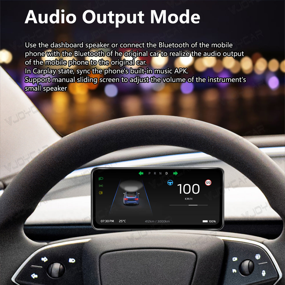 VJOYCAR Low Cost 6.25inch Cluster Display Dashboard Support CarPlay Android Auto Blind Spot Monitor For Tesla Model Y 3 Performance