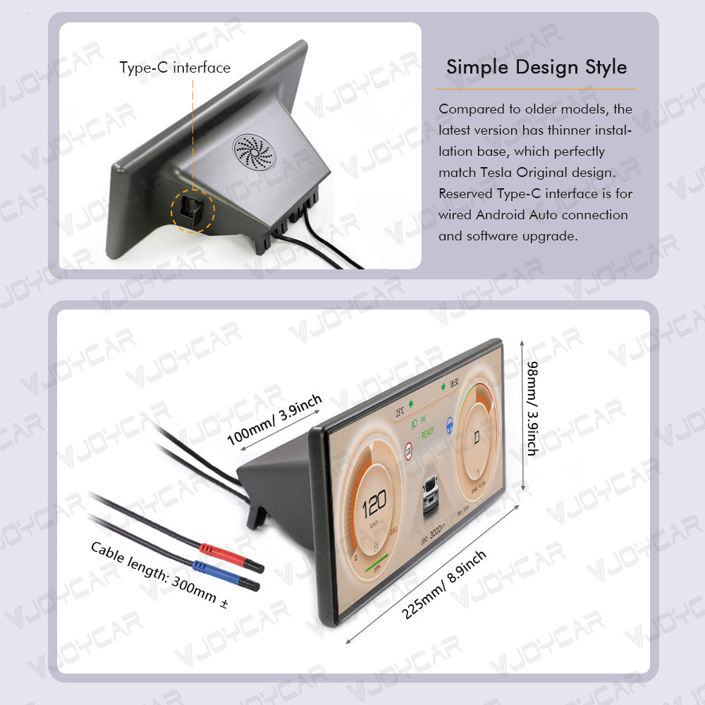 Pantalla de tablero digital de 8,8" con Carplay, Android Auto, HUD, velocidad de batería para Tesla