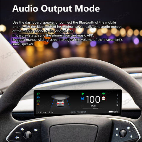 VJOYCAR 8.8 inches New Dashboard Screen For Tesla Model 3 Y Support Wireless Carplay & Android Auto Blind Spot Monitor Optional Camera