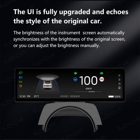 VJOYCAR 8.8 inches New Dashboard Screen For Tesla Model 3 Y Support Wireless Carplay & Android Auto Blind Spot Monitor Optional Camera