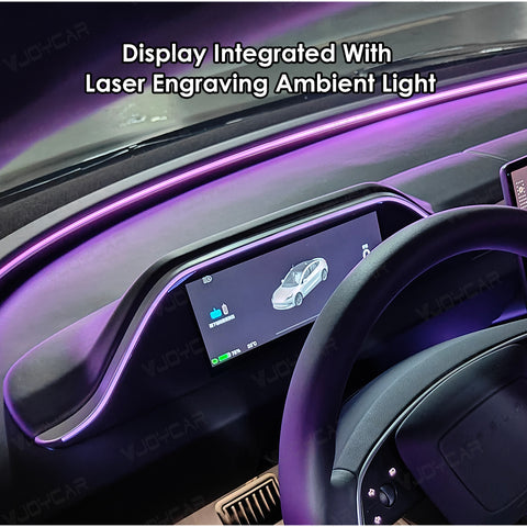 VJOYCAR All-in-one Cluster Display with Laser Carving Atmosphere Light for Tesla Model 3 Highland