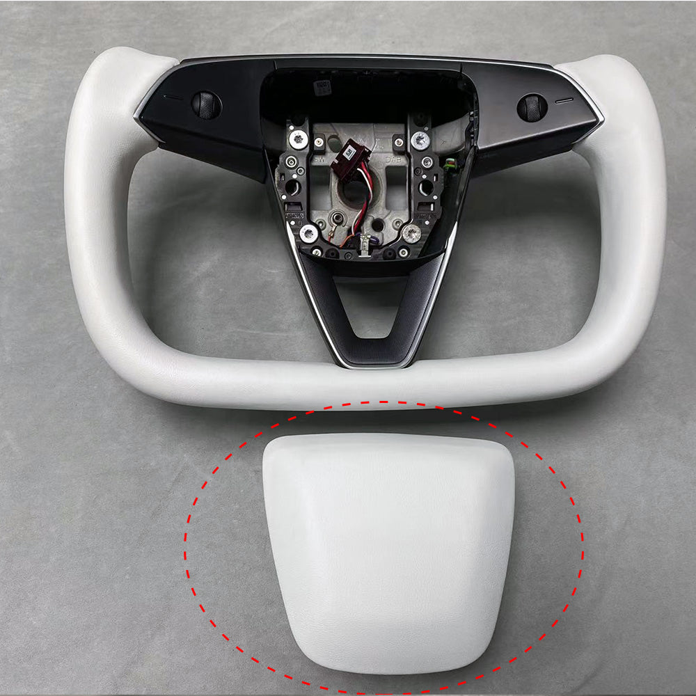 VJOYCAR White Horn Cover Decoration for Steering Wheel Designed for Tesla Model 3 Highland Only