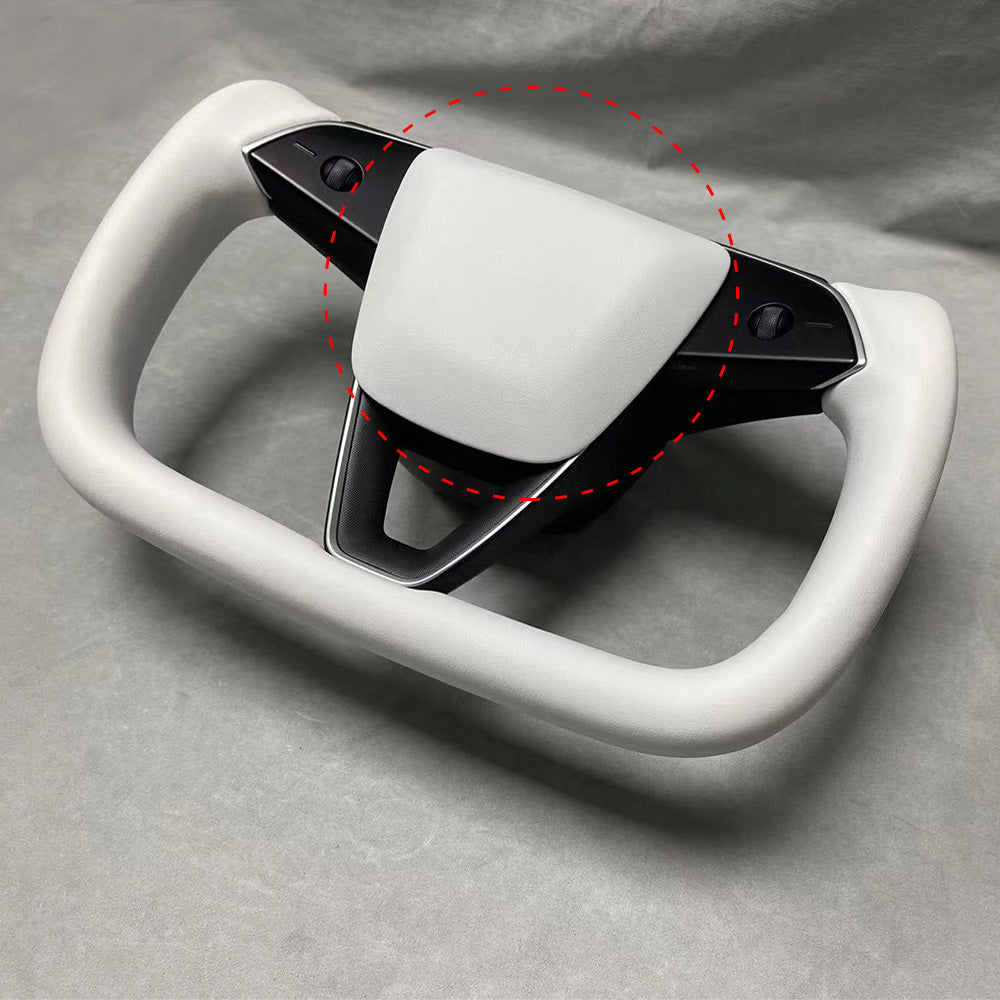 VJOYCAR White Horn Cover Decoration for Steering Wheel Designed for Tesla Model 3 Highland Only