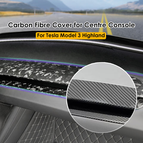 VJOYCAR Real Dry Carbon Fiber Replacement Interior Dashboard Panel For Tesla Model 3 Highland