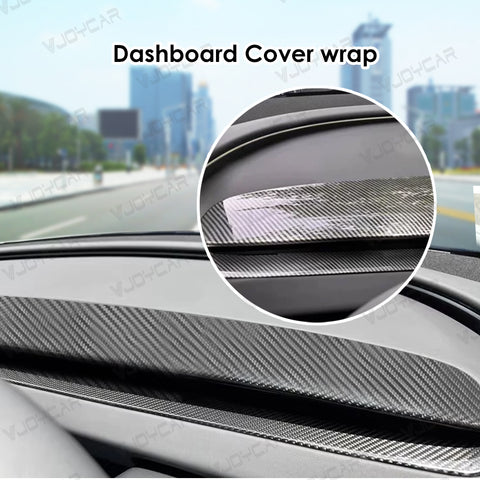 VJOYCAR Real Dry Carbon Fiber Replacement Interior Dashboard Panel For Tesla Model 3 Highland