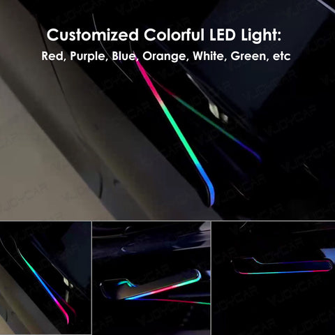 VJOYCAR the 6th Generation Colorful LED Lights Electric Wireless Auto Door Handle for Tesla Model Y 3 Highland