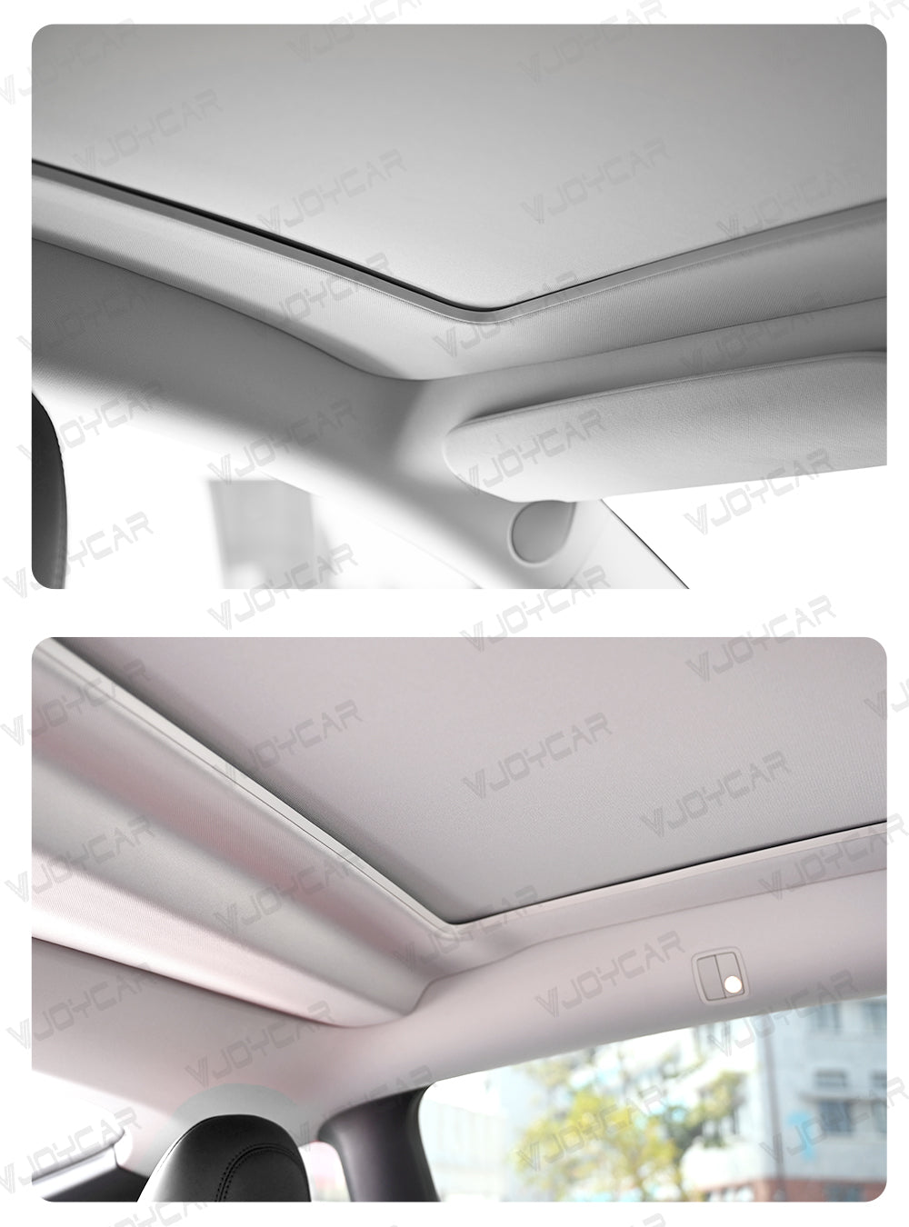 VJOYCAR Electric Sunshade for Tesla Model Y Supporting Dual Buttons & Optional Voice Control