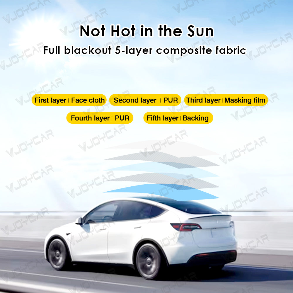 VJOYCAR Electric Sunshade for Tesla Model Y Supporting Dual Buttons & Optional Voice Control