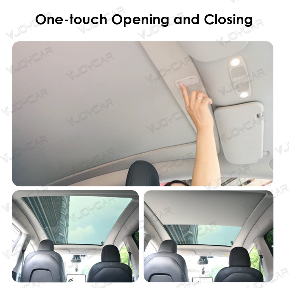 VJOYCAR Electric Sunshade for Tesla Model Y Supporting Dual Buttons & Optional Voice Control