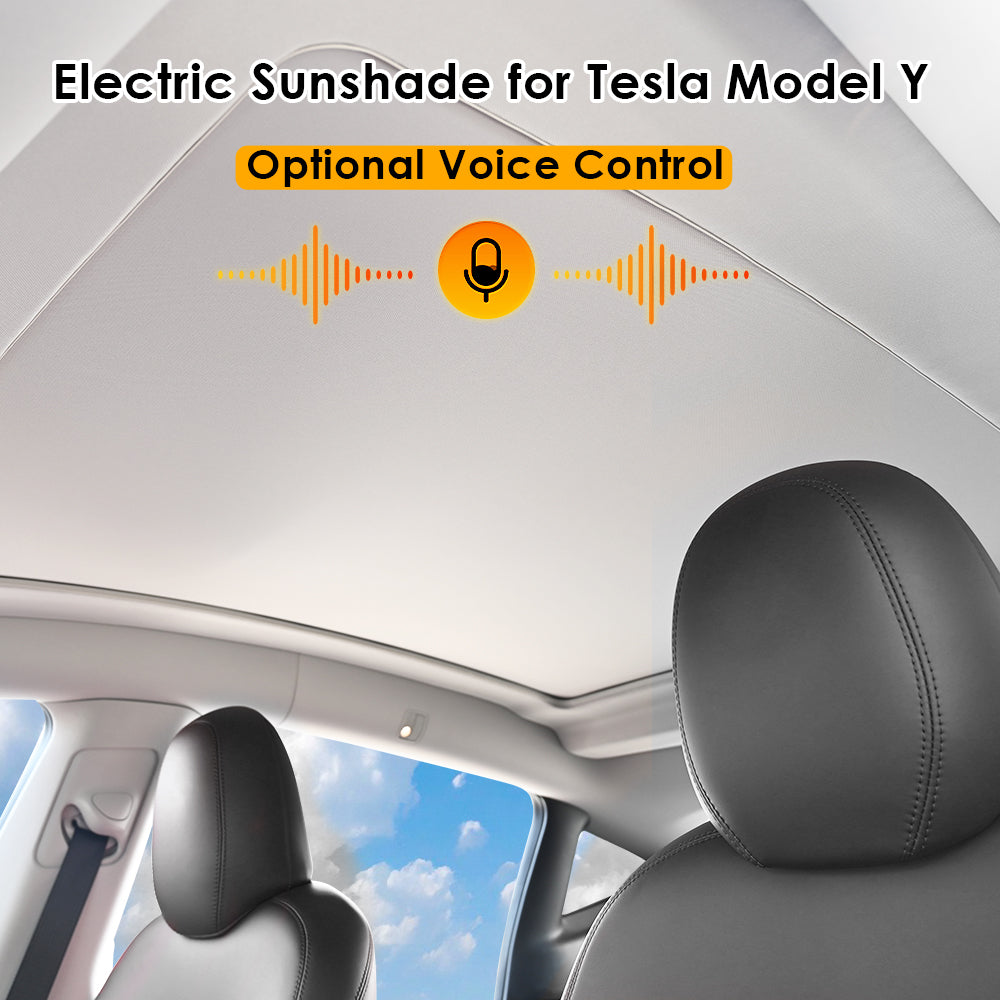 VJOYCAR Electric Sunshade for Tesla Model Y Supporting Dual Buttons & Optional Voice Control