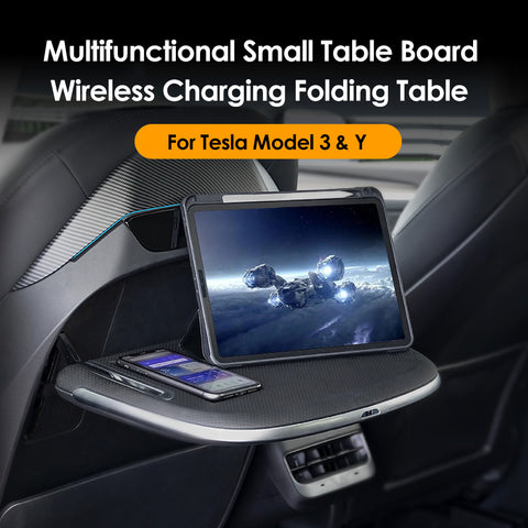 VJOYCAR Rear Seat Folding Table For Tesla Model Y Model 3 Accessories Wireless Phone 15W Fast Charging Desk Car Back Seat