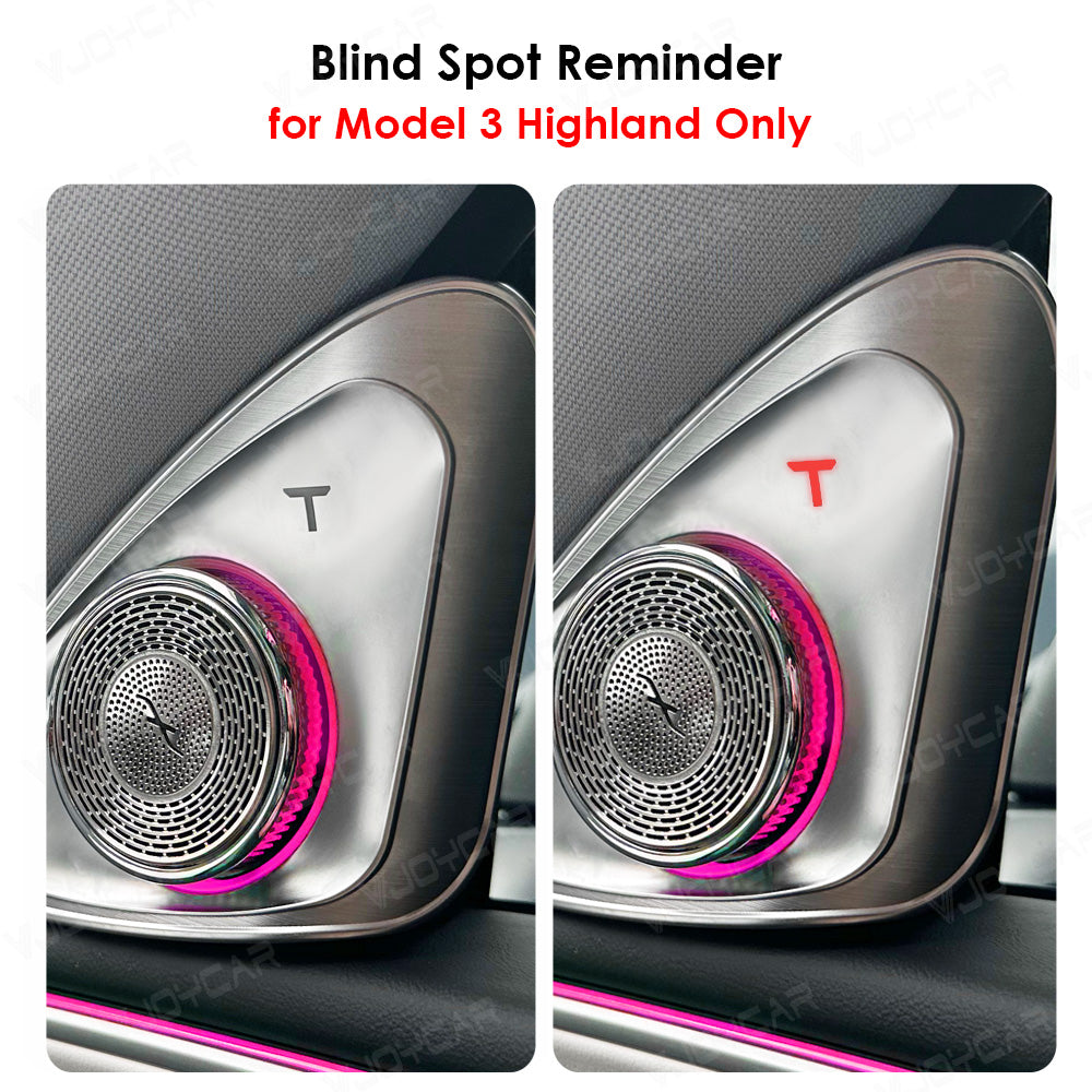 VJOYCAR Latest 4D Rotating Tweeter LED Ambient Speaker Blind-Spot Reminder for Tesla Model 3 Highland