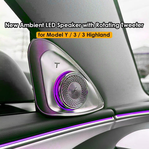 VJOYCAR Latest 4D Rotating Tweeter LED Ambient Speaker Blind-Spot Reminder for Tesla Model 3 Highland