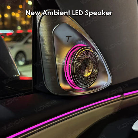 VJOYCAR Latest 4D Rotating Tweeter LED Ambient Speaker Blind-Spot Reminder for Tesla Model 3 Highland