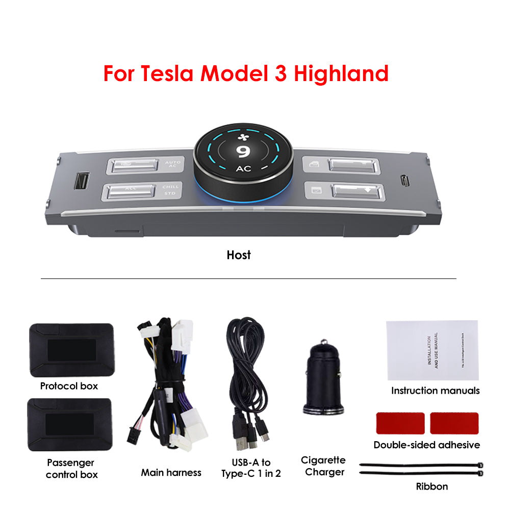 Estación de acoplamiento de consola central con puerto USB y pantalla LCD inteligente y multifuncional para el modelo 3 y el modelo Y de Tesla