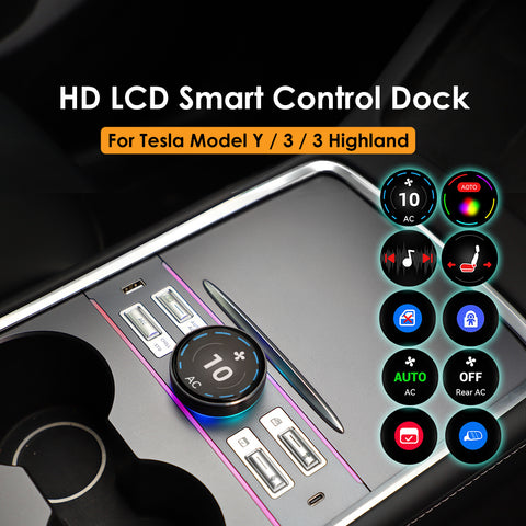 VJOYCAR LCD Intelligent Multi-functional Knob USB HUB Control Dock Center Console for Tesla Model 3 Model Y