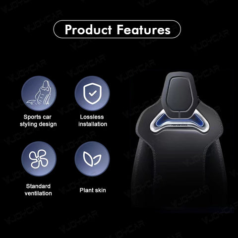 VJOYCAR Professional Sports Seat Ventilated Cushion Upgraded Leather Ambient Lighting for Model Y 3 Highland