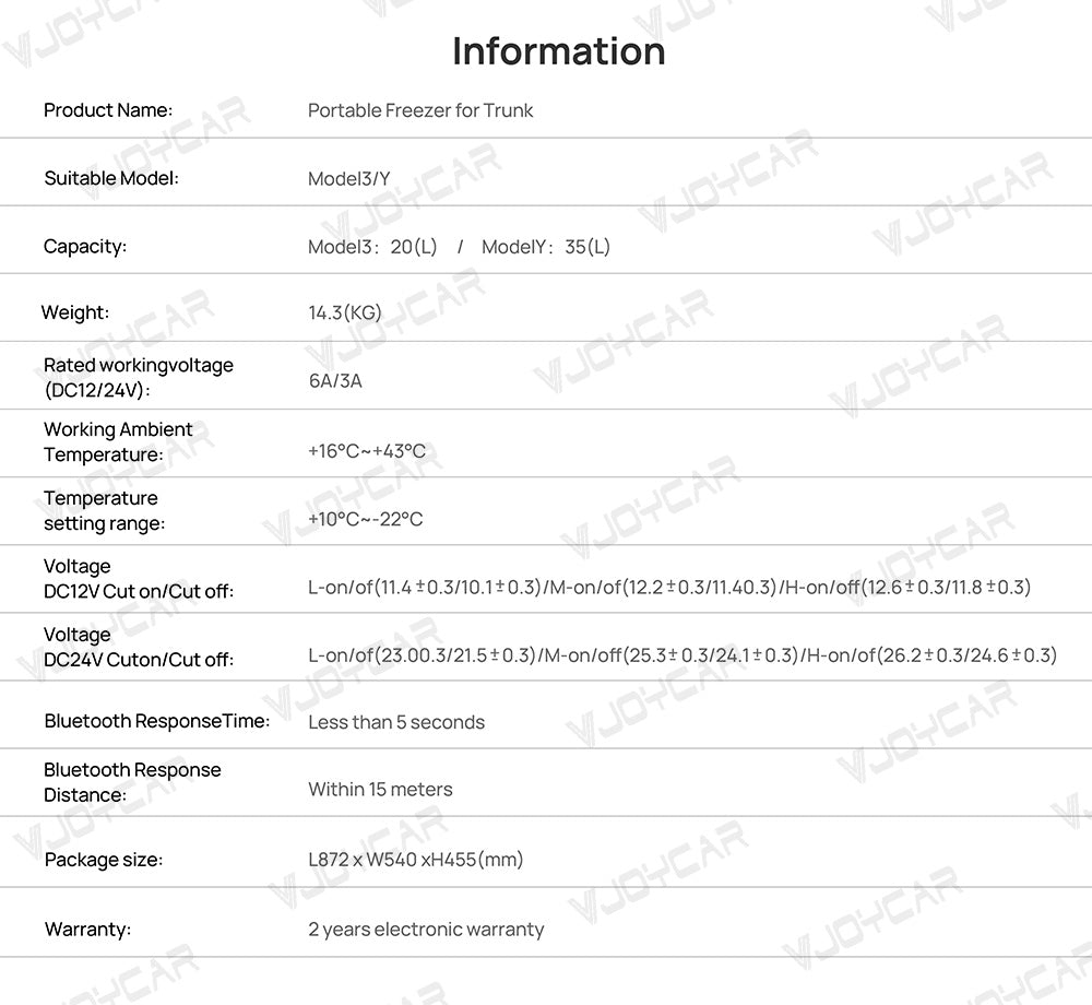 테슬라 모델 Y 3 하이랜드용 차량 트렁크 냉장고