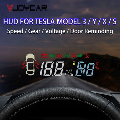 VJOYCAR Head Up Display Speed Projector Speedometer Turning Light Gear Guide Battery For Tesla Model 3 Y