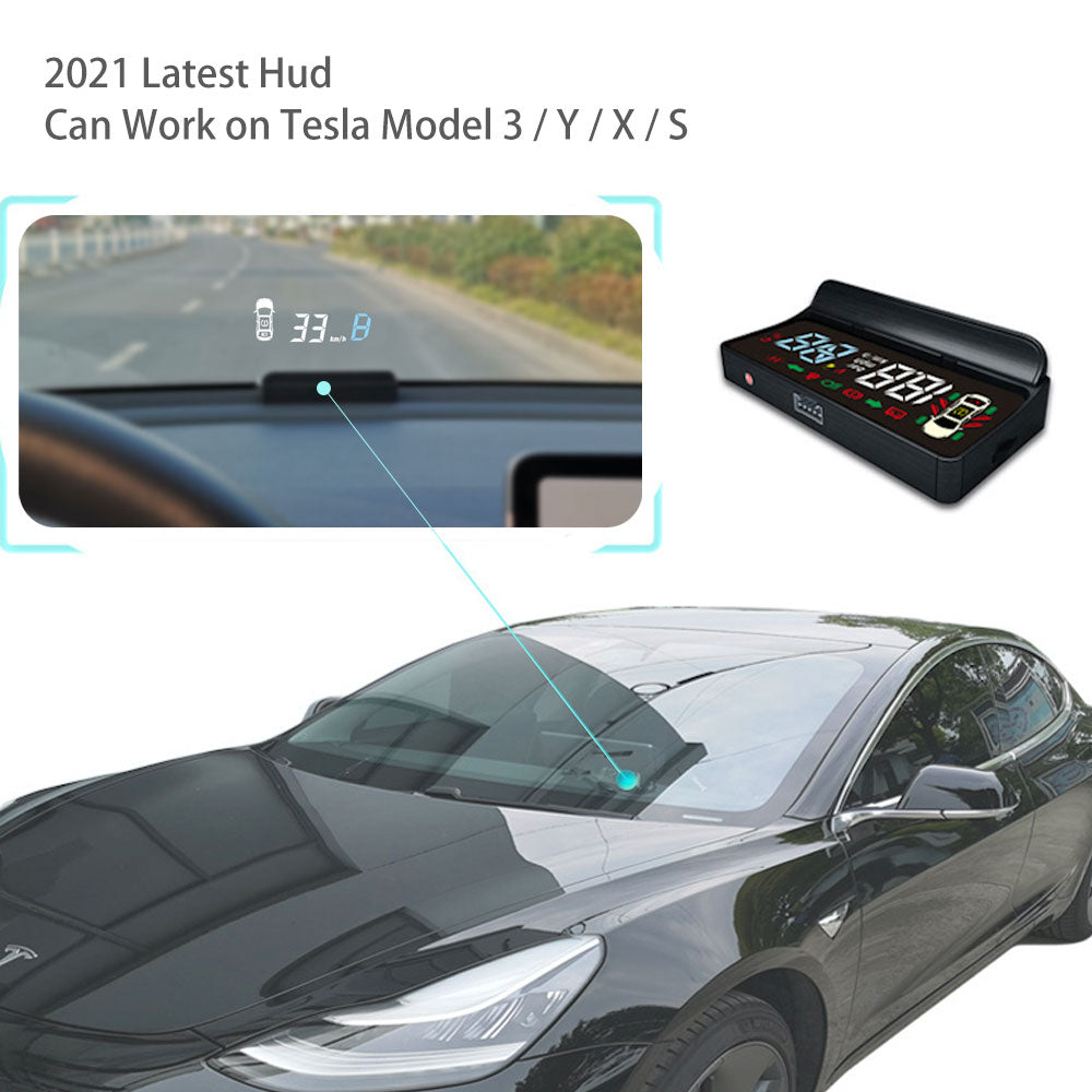 Para Tesla Model 3 Y Head Up Display Proyector de velocidad Velocímetro Luz de giro Guía de marchas Batería