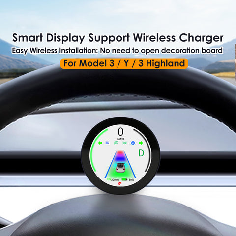 VJOYCAR Smart Round Design Wireless Dashboard HUD Cluster Gauge Display for Tesla Model 3 Y