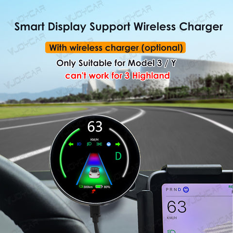 VJOYCAR Smart Round Design Wireless Dashboard HUD Cluster Gauge Display for Tesla Model 3 Y