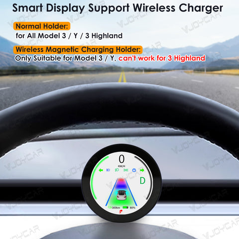 VJOYCAR Smart Round Design Wireless Dashboard HUD Cluster Gauge Display for Tesla Model 3 Y