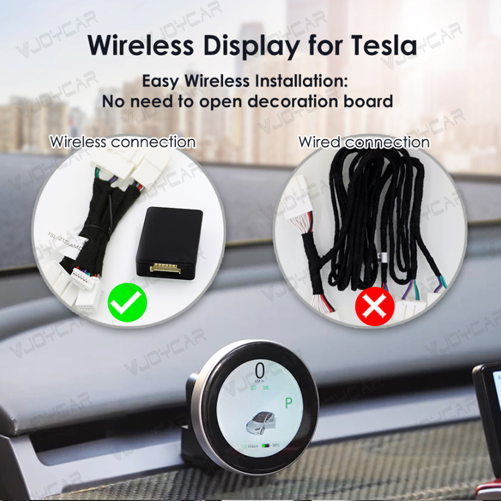 VJOYCAR Smart Round Design Wireless Dashboard HUD Cluster Gauge Display for Tesla Model 3 Y