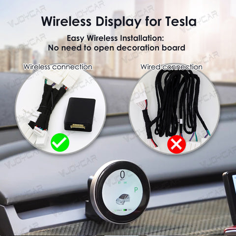 VJOYCAR Smart Round Design Wireless Dashboard HUD Cluster Gauge Display for Tesla Model 3 Y