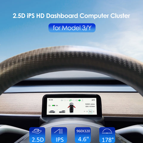 VJOYCAR 4.6" Dashboard Screen Cluster Instrument For Tesla ModelY Model3