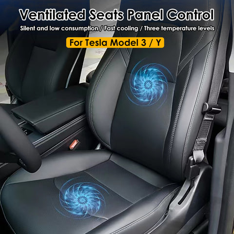 VJOYCAR Ventilated Seat Panel Control Nappa Leather Black Cover for Tesla Model 3 Model Y